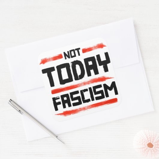NIET VANDAAG FASCISME VIERKANTE STICKER (Envelop)