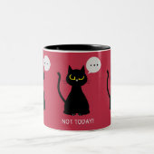 NIET VANDAAG! Grappige zwarte kat Grumpy Two Tone  Tweekleurige Koffiemok (Center)