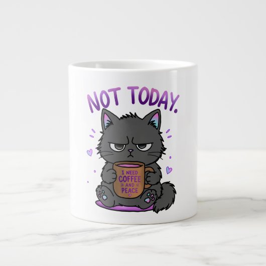 Niet Vandaag Grumpy Cat Coffeeliefhebber Schattig Grote Koffiekop (Voorkant)