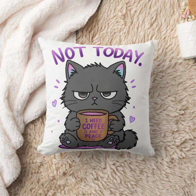 Niet Vandaag Grumpy Cat Coffeeliefhebber Schattig  Kussen (Deken)