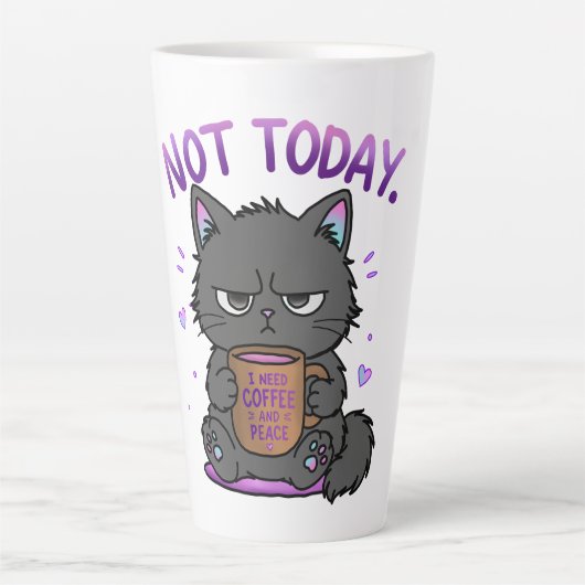 Niet Vandaag Grumpy Cat Coffeeliefhebber Schattig  Latte Mok (Voorkant)