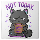 Niet Vandaag Grumpy Cat Coffeeliefhebber Schattig Tegeltje (Voorkant)
