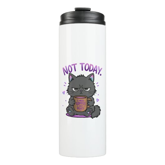 Niet Vandaag Grumpy Cat Coffeeliefhebber Schattig Thermosbeker (Voorkant)