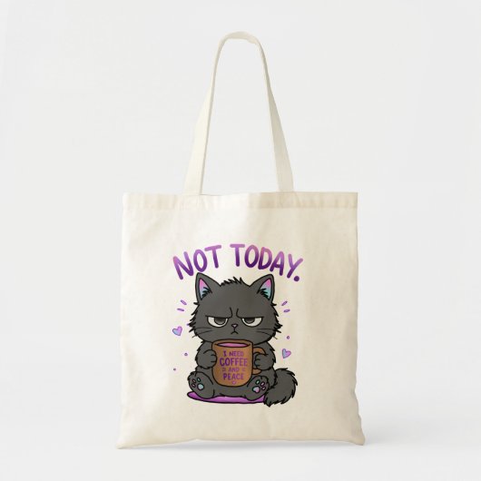 Niet Vandaag Grumpy Cat Coffeeliefhebber Schattig Tote Bag (Voorkant)