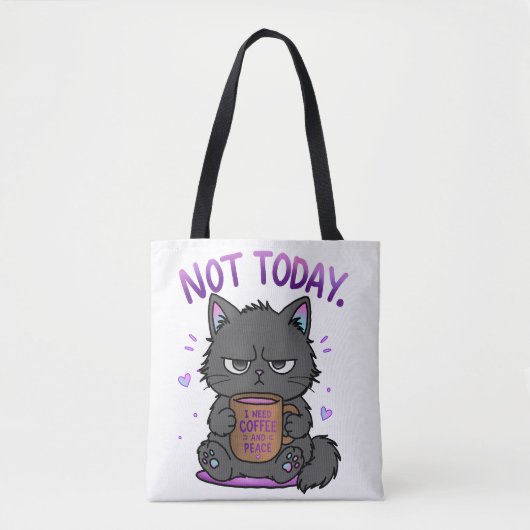 Niet Vandaag Grumpy Cat Coffeeliefhebber Schattig Tote Bag (Voorkant)