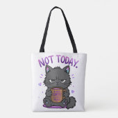 Niet Vandaag Grumpy Cat Coffeeliefhebber Schattig Tote Bag (Achterkant)