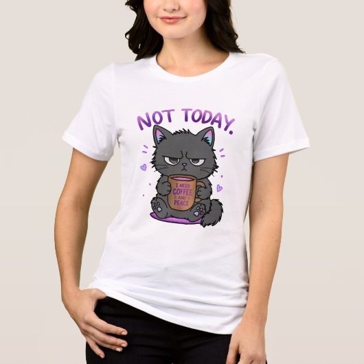 Niet Vandaag Grumpy Cat Coffeeliefhebber Schattig Tri-Blend Shirt (Voorkant)