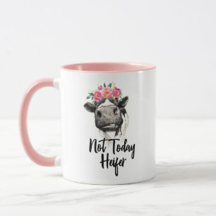 Niet vandaag Heifer Funny Floral Cow Mok Cup