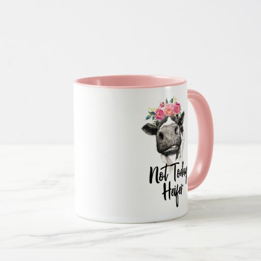 Niet vandaag Heifer Funny Floral Cow Mok Cup (Voorkant rechts)