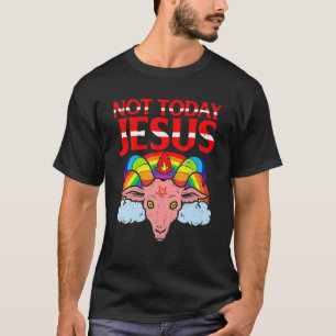 NIET VANDAAG JESUS- Satan Goat Satanic Rainbow- Sa T-shirt