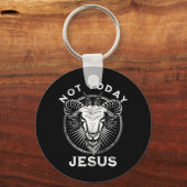 Niet vandaag Jezus Funny Satanic Atheist Black Got Sleutelhanger (Voorkant)