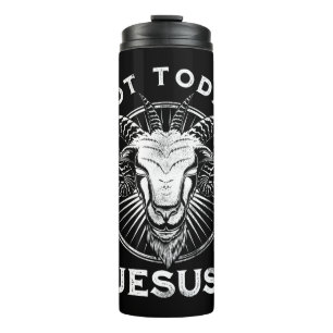 Niet vandaag Jezus Funny Satanic Atheist Black Got Thermosbeker