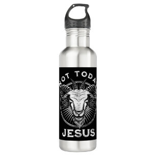 Niet vandaag Jezus Funny Satanic Atheist Black Got Waterfles