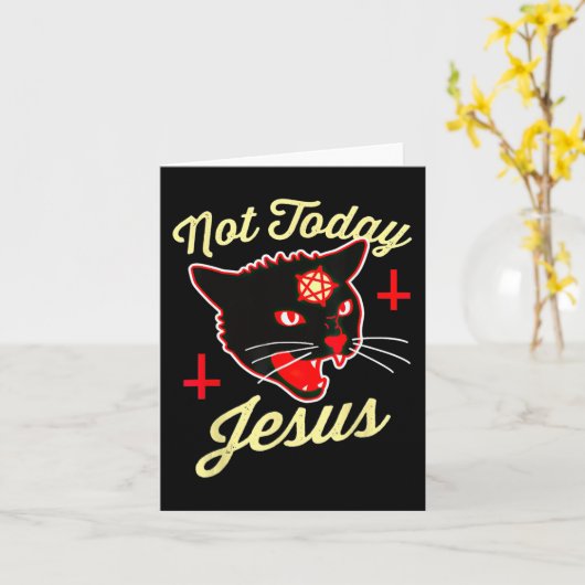 Niet Vandaag Jezus Gegroet Satan Kat Doodskruis Vi Kaart (Gele Bloem)
