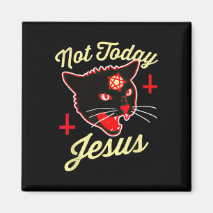 Niet vandaag Jezus Hail Satan Cat Death Cross Magneet
