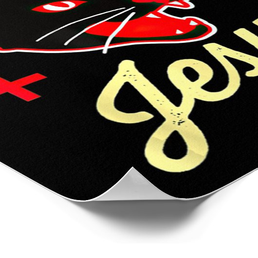 Niet vandaag Jezus Hail Satan Cat Death Cross  Poster (Hoek)