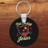 Niet vandaag Jezus Hail Satan Cat Death Cross Sleutelhanger (Voorkant)