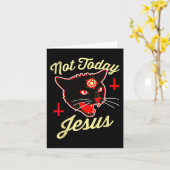 Niet Vandaag Jezus Heil Satan Kat Doodskruis Vinta Kaart (Gele Bloem)