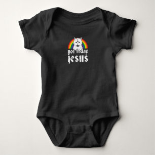 Niet vandaag Jezus Hoodie Rainbow Satanic Cat Goth Romper