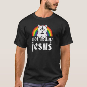 Niet vandaag Jezus Hoodie Rainbow Satanic Cat Goth T-shirt