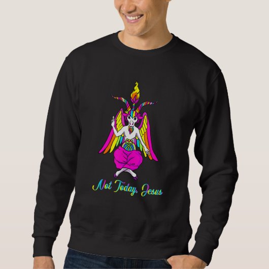 Niet vandaag Jezus Satanic Baphomet Goat Face Horn Trui (Voorkant)