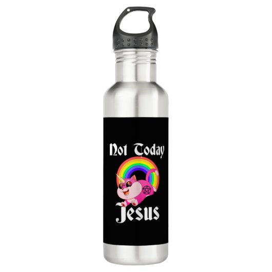 Niet vandaag Jezus Satanic Cat Rainbow Gothic Anti Waterfles (Voorkant)