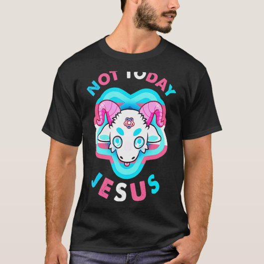 Niet vandaag Jezus Transgender Lgbt Satan Goat T-shirt (Voorkant)