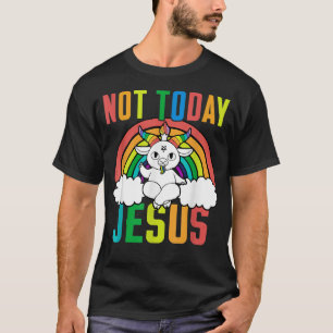 Niet vandaag Jezus Unicorn Satan Goat Satanic Rain T-shirt