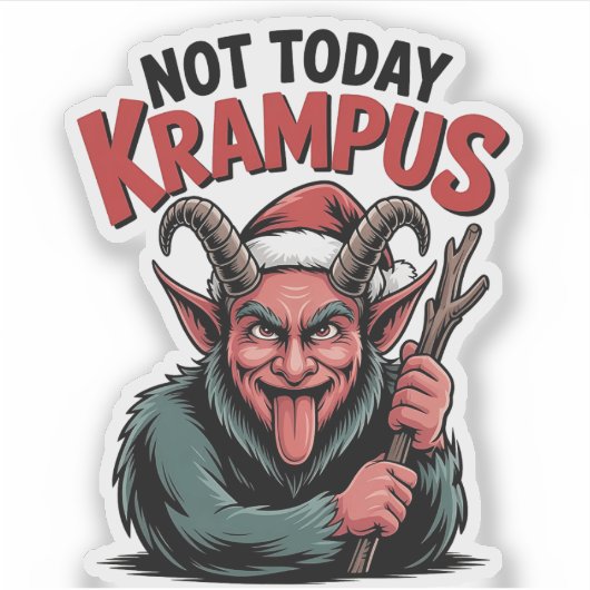 Niet vandaag Krampus Evil Krampus Kerstmis Sticker (Voorkant)