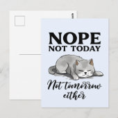 Niet vandaag, niet morgen - Sleepy Cat Briefkaart (Voorkant / Achterkant)