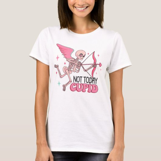 Niet vandaag nog Cupid Funny Anti Valentine T-shirt (Voorkant)