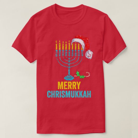 Niet vandaag Santa Chanoeka Santa Hat Menora T-shirt (Design voorkant)