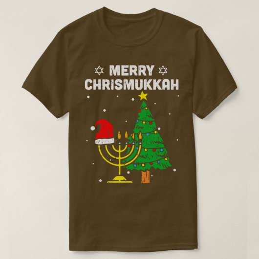 Niet vandaag Santa Chanoeka Santa Hat Menora T-shirt (Design voorkant)