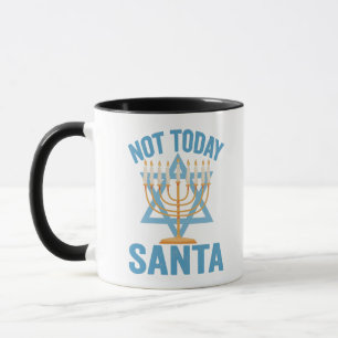 Niet vandaag Santa Jewish Hanukkah Holiday Menorah Mok
