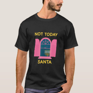 Niet vandaag Santa Jewish Hanukkah Menorah Lights T-shirt