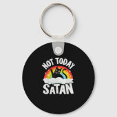 Niet vandaag Satan Cat Rainbow Gothic Jesus Funny Sleutelhanger (Voorkant)