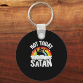 Niet vandaag Satan Cat Rainbow Gothic Jesus Funny  Sleutelhanger (Voorkant)