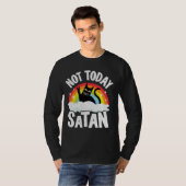 Niet vandaag Satan Cat Rainbow Gothic Jesus Funny  T-shirt (Voorkant volledig)