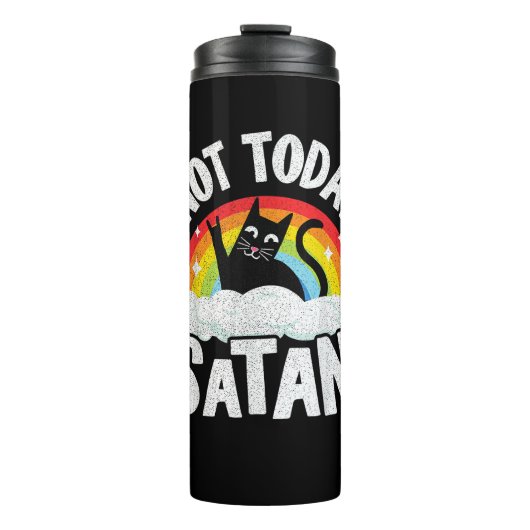 Niet vandaag Satan Cat Rainbow Gothic Jesus Funny Thermosbeker (Voorkant)