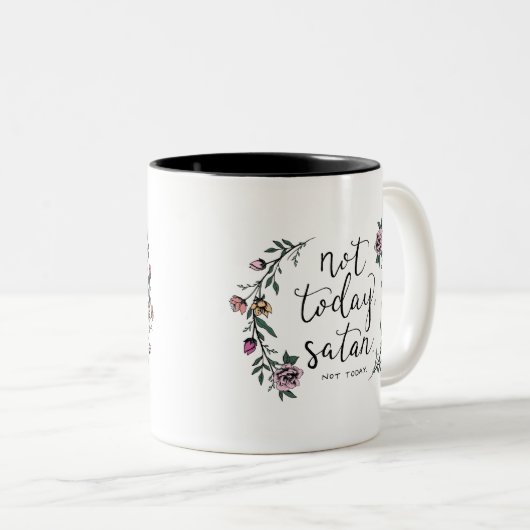 Niet vandaag, Satan Coffee Mok, Grappig Mug, Creat Tweekleurige Koffiemok (Voorkant rechts)