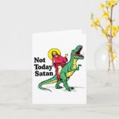 Niet vandaag Satan Jesus Riding Dinosaur Boys Kind Kaart (Gele Bloem)
