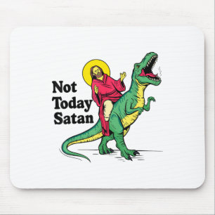 Niet vandaag Satan Jesus Riding Dinosaur Boys Kind Muismat