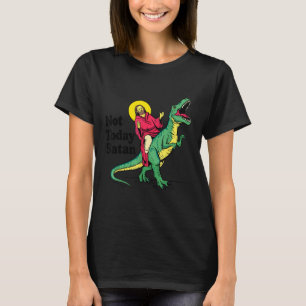 Niet vandaag Satan Jesus Riding Dinosaur Boys Kind T-shirt