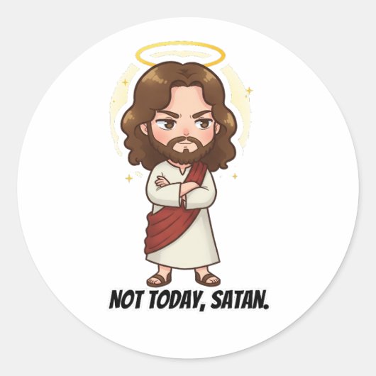 Niet vandaag, Satan - Jezus reageert Ronde Sticker (Voorkant)