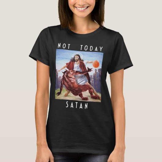 Niet vandaag Satan Jezus vs Satan in Bysketbyll T-shirt (Voorkant)