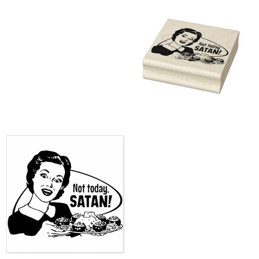 Niet vandaag Satan Rubber Stamp Rubberstempel (Gestempeld)
