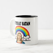 Niet vandaag satan tweekleurige koffiemok (Voorkant links)
