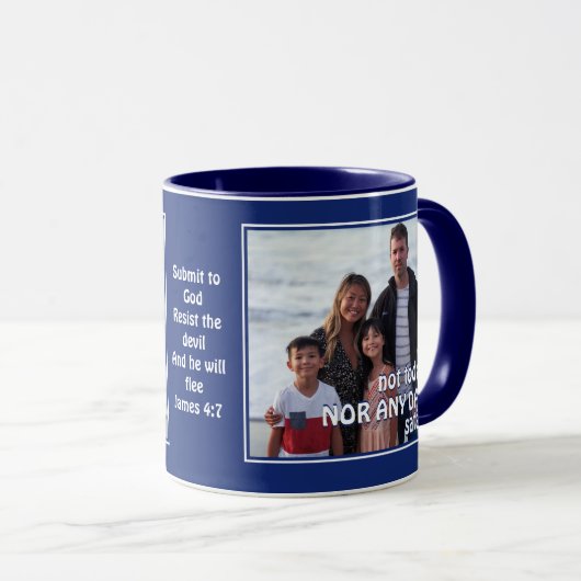 NIET VANDAAG SATAN | Weersta de duivel | Familiefo Mok (Voorkant rechts)