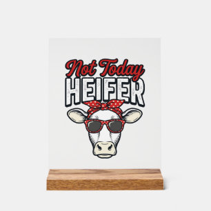 Niet Vandaag Vaars Grappige Koe Vintage Vector Ont Acryl Bord