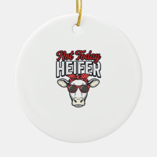 Niet Vandaag Vaars Grappige Koe Vintage Vector Ont Keramisch Ornament